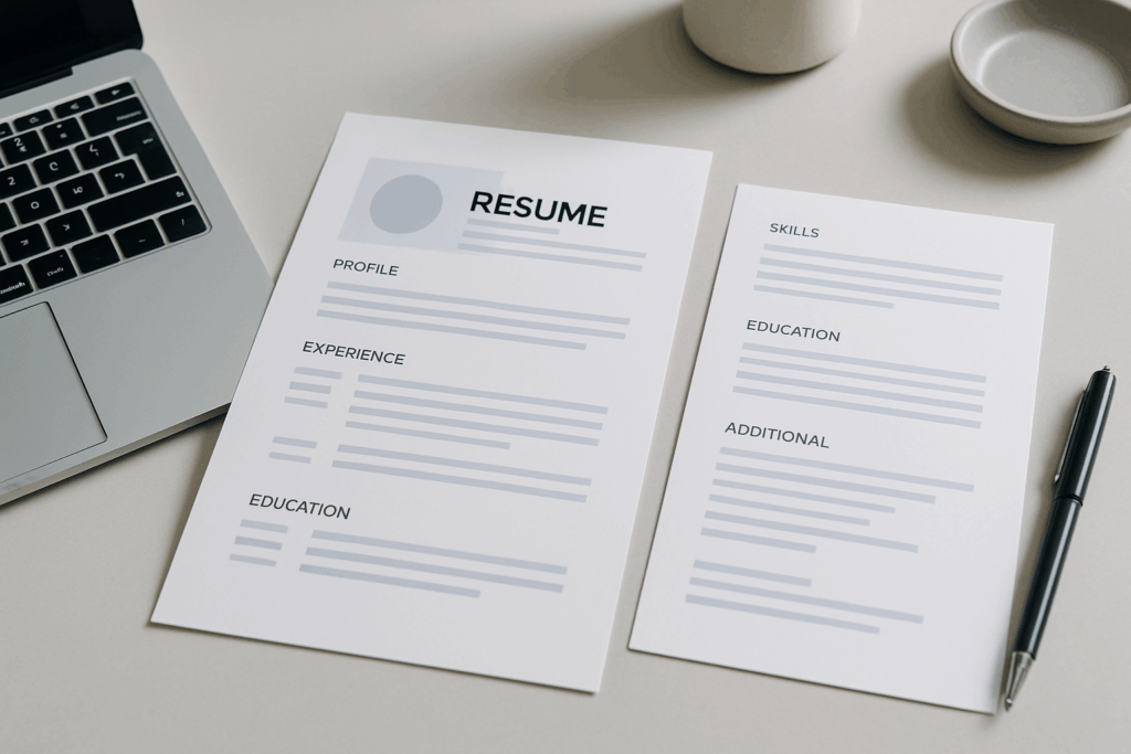 Two page resume template
