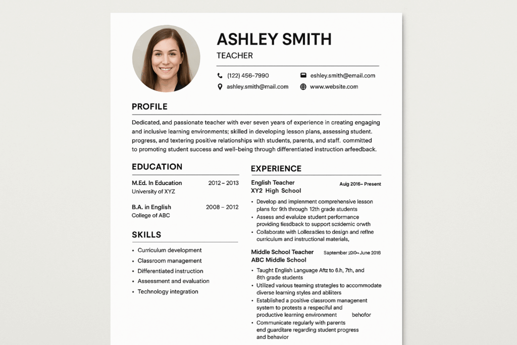 resume template layout