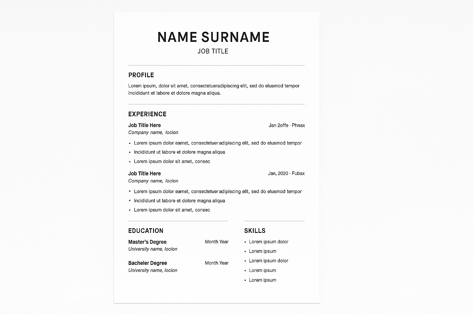 ATS-friendly customer service resume template preview with clean one-page design