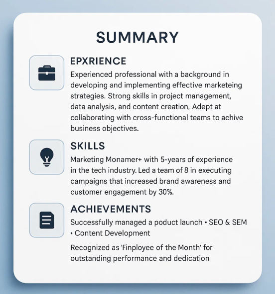 resume summary example