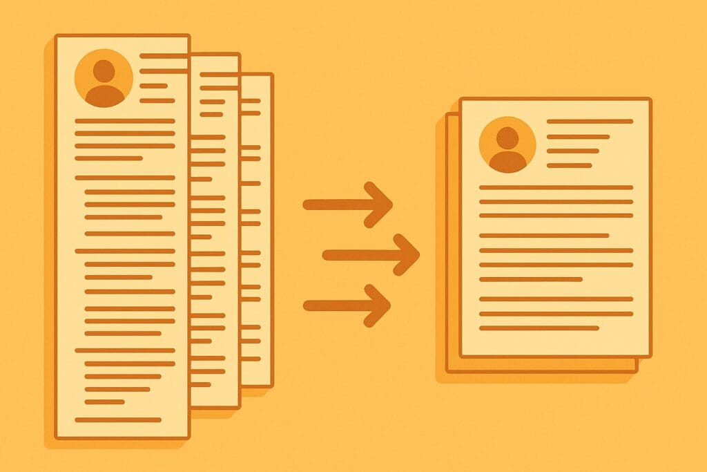 Ideal resume length shown in yellow flat vector style.
